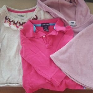 3T Fleece poncho, longsleeve polo, longsleve top